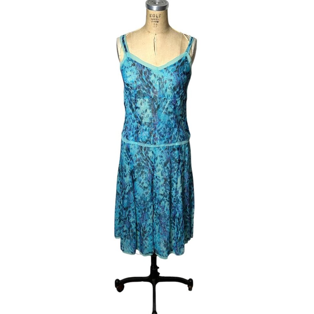 Vintage painterly crinkle silk skirt, top and shawl with gold lurex stripes